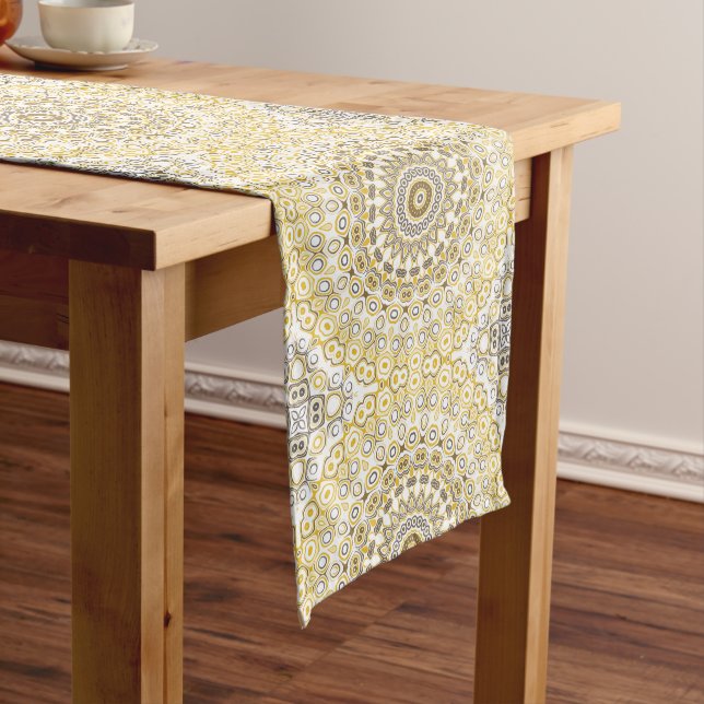 Golden Yellow Mandala Pattern Medium Table Runner (In Situ)