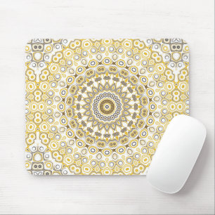 Golden Yellow Mandala Pattern Mouse Pad