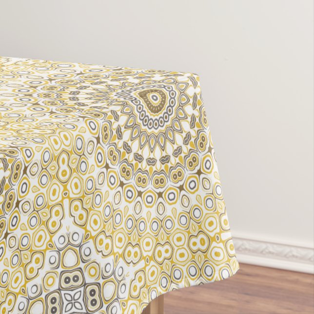 Golden Yellow Mandala Pattern Tablecloth (In Situ)