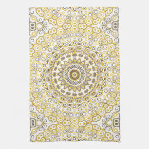 Golden Yellow Mandala Pattern Tea Towel