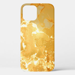 Golden Yellow Marble Ink Pattern iPhone 12 Case