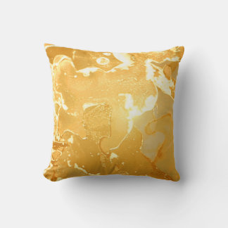 Golden Yellow Marble Ink Pattern Cushion