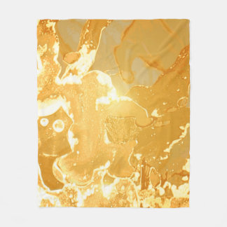 Golden Yellow Marble Ink Pattern Fleece Blanket
