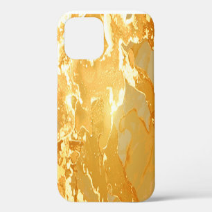 Golden Yellow Marble Ink Pattern iPhone 12 Case