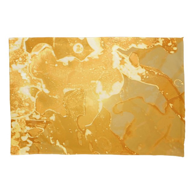 Golden Yellow Marble Ink Pattern Pillowcase (Front)