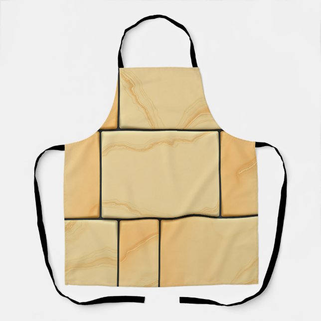 Golden Yellow Marble Tile Pattern Luxury Stone  Apron (Front)