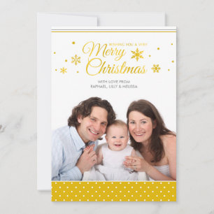 Golden Yellow Merry Christmas Holiday photo card