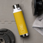 Golden Yellow Modern Typography Personalised Water Bottle<br><div class="desc">Trendy, vacuum insulated water bottle that features personalised name in white, modern typography on a golden yellow colour background. Personalise bottle by editing name and replacing name with your own as desired. Perfect for a birthday gift, wedding groomsman gift, etc. Select your water bottle style. Select your water bottle style....</div>
