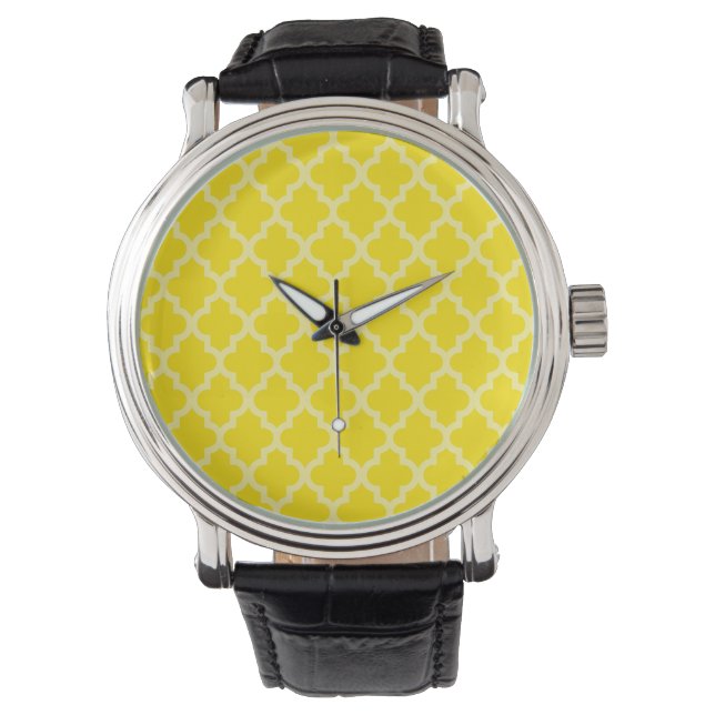 Golden Yellow Moroccan Moods Quatrefoil Watch (Front)