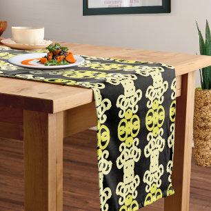 Golden Yellow Ornamental Stripe Seamless Pattern Long Table Runner