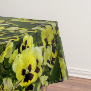 Golden Yellow Pansies Growing: Sunshine in Bloom Tablecloth