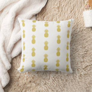 Golden Yellow Pineapples on White Cushion