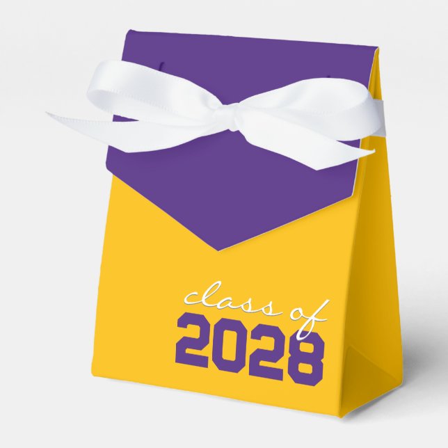 Golden Yellow & Purple Graduation Favour Boxes (Front Side)