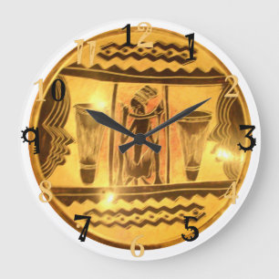 Golden Yellow Red African Traditional colours Large Clock