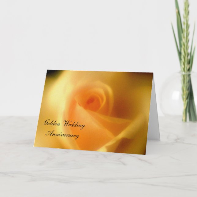 Golden Yellow Rose Golden Wedding Card (Front)