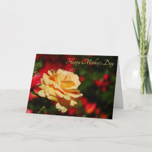 Golden Yellow Rose With Red Roses Mother's Day Card