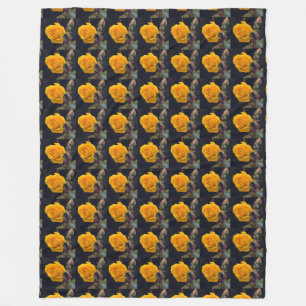 golden yellow roses petals blossoms love floral fleece blanket