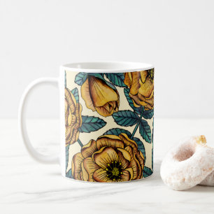 Golden-Yellow Roses - Vintage-Inspired Floral Coffee Mug
