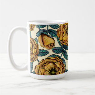 Golden-Yellow Roses - Vintage-Inspired Floral Coffee Mug