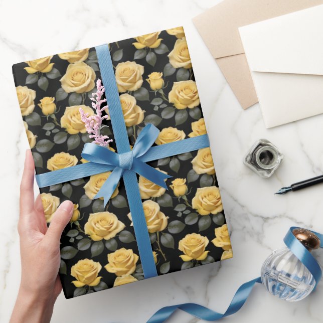 Golden Yellow Roses  Wrapping Paper (Gifting)