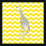 Golden Yellow Safari Chevron with Pop Art Giraffe Poster<br><div class="desc">Mod Chevron pattern in Emporio Moffa's Safari Moods colour palette,  with pop art giraffe on one side.</div>