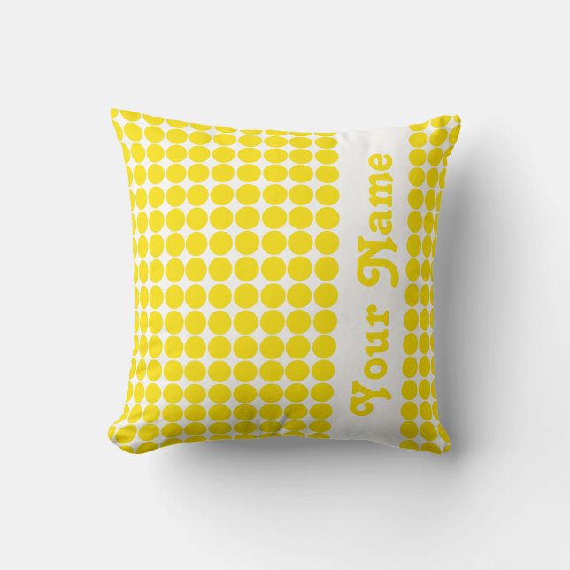 Golden Yellow Safari Dots with custom text Cushion (Front)