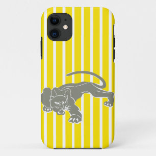 Golden Yellow Safari Stripe with Leopard iPhone 11 Case