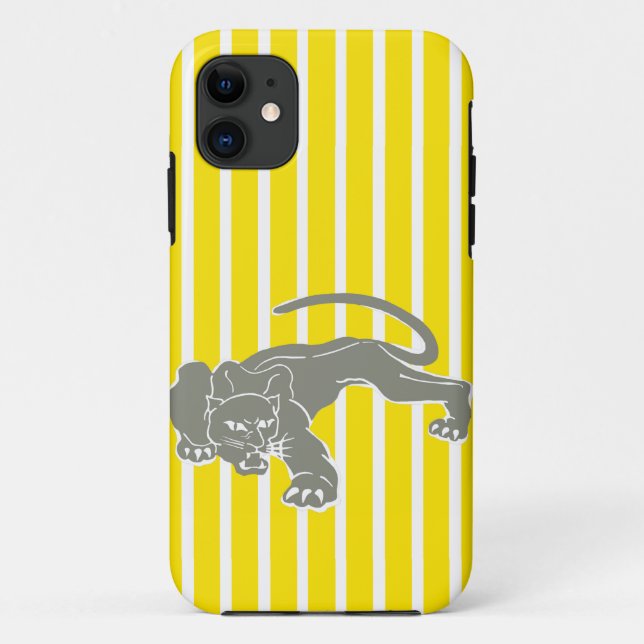 Golden Yellow Safari Stripe with Leopard Case-Mate iPhone Case (Back)