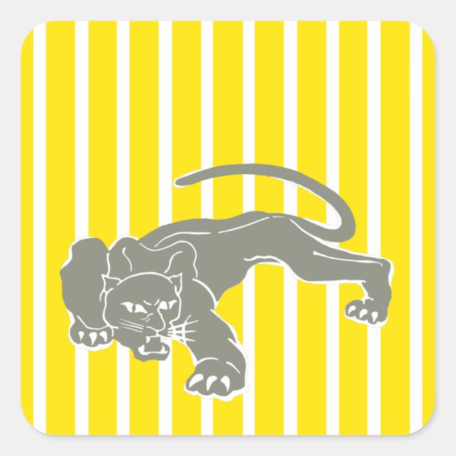 Golden Yellow Safari Stripe with Leopard Square Sticker (Front)
