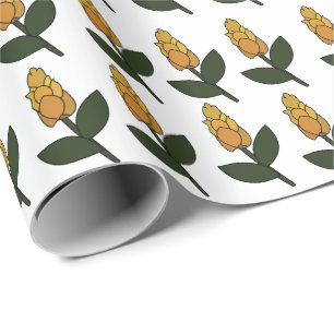 Golden Yellow Shrimp Plant Flower Floral Wrapping Paper