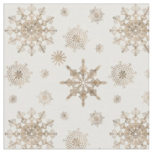 Golden Yellow Snowflakes Pattern Fabric