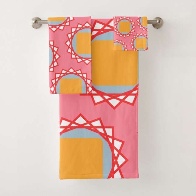 Golden Yellow Square Pattern  Bath Towel Set (Insitu)