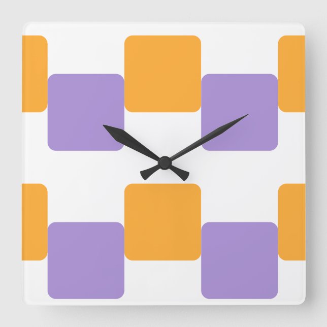 Golden Yellow Squares Square Wall Clock (Front)