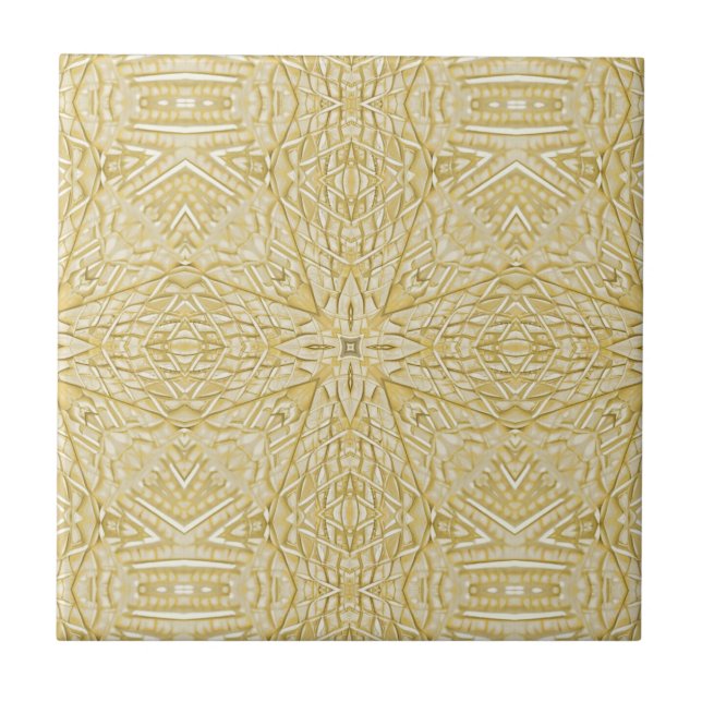 Golden yellow star geometric design bright beauty ceramic tile (Front)