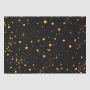 Golden Yellow Stars Black Night  Tissue Paper