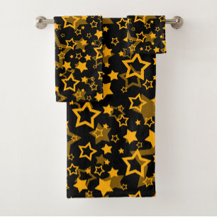 Golden Yellow Stars Glitter Design Bath Towel Set