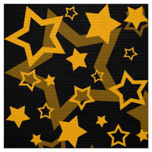 Golden Yellow Stars Glitter Design Fabric