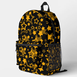 Golden Yellow Stars Glitter Design Printed Backpack