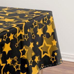 Golden Yellow Stars Glitter Design  Tablecloth