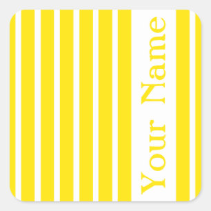 Golden Yellow Stripe with name Square Sticker