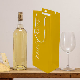 Golden Yellow Stylised Script Maid of Honour Wine Gift Bag