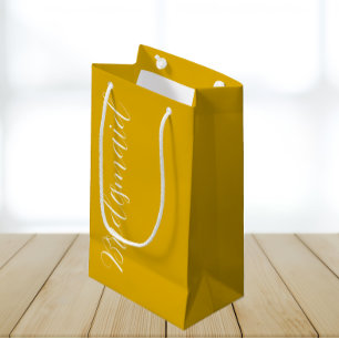 Golden Yellow Stylised Script Wedding Bridesmaid Small Gift Bag