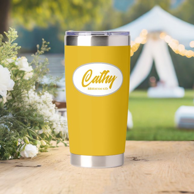 Golden Yellow Stylised Wedding Bridesmaid Insulated Tumbler (Wedding (Rotated))