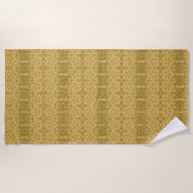 Golden yellow sun bright pattern beach towel (Front)