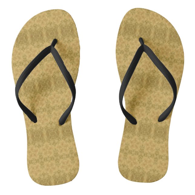 Golden yellow sun bright pattern summer thongs (Footbed)