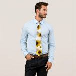 Golden yellow sunflowers on white background tie<br><div class="desc">Groomsman ties. The original was hand painted, digitised for clothing. Visible brush strokes. Golden yellow, bright yellow and warm browns sunflowers, placed on a crisp white background. For the wedding, or as a memory of being in the wedding. Stylish, crisp, and bold tie in warm and bright yellows. Keep the...</div>