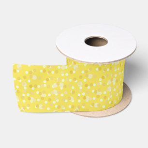 golden yellow, sunshine yellow and white dots satin ribbon