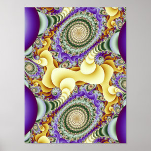 Golden Yellow Swirl Julia Set Fractal Poster