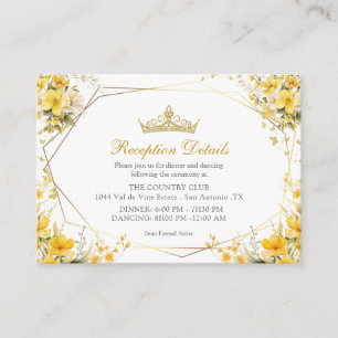 Golden Yellow Tiara Floral Butterflies Quinceañera Enclosure Card
