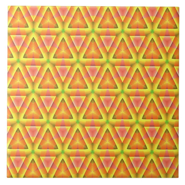Golden Yellow Triangle Pattern Ceramic Tile (Front)